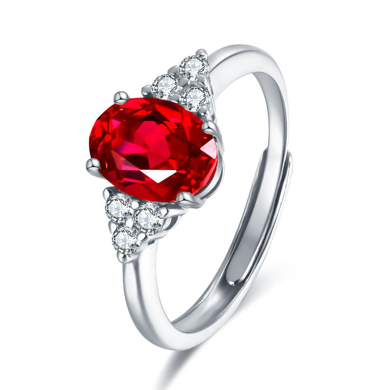 Women's Gems Inlaid Sapphire Emerald Pigeon Blood Rings