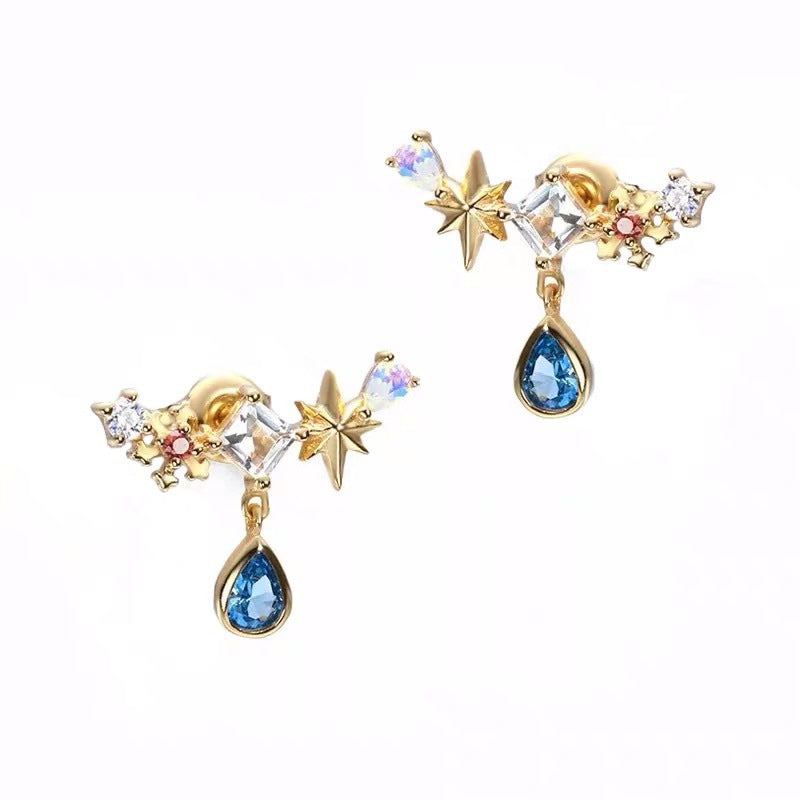 Series Blue Water Drop Clavicle Chain Midsummer Night Necklaces