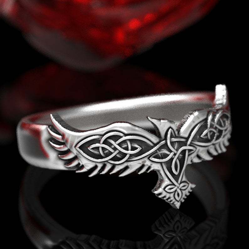 Rong Yu Celtic Crow Wedding Band Rings