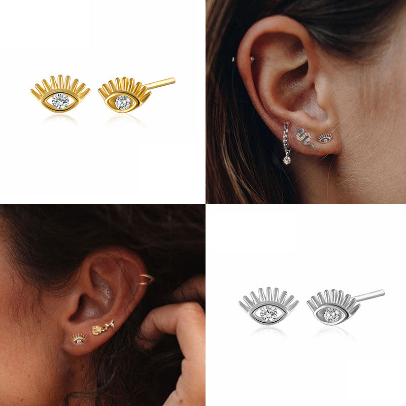 Sier Diamond Eye Hollow Creative Style Earrings