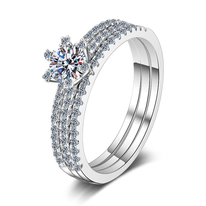 Women's Sterling Sier Gold-plated Moissanite Stackable Changeable Rings