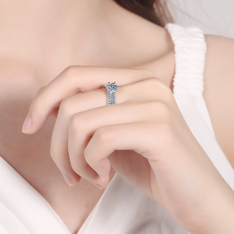 Women's Sterling Sier Gold-plated Moissanite Stackable Changeable Rings
