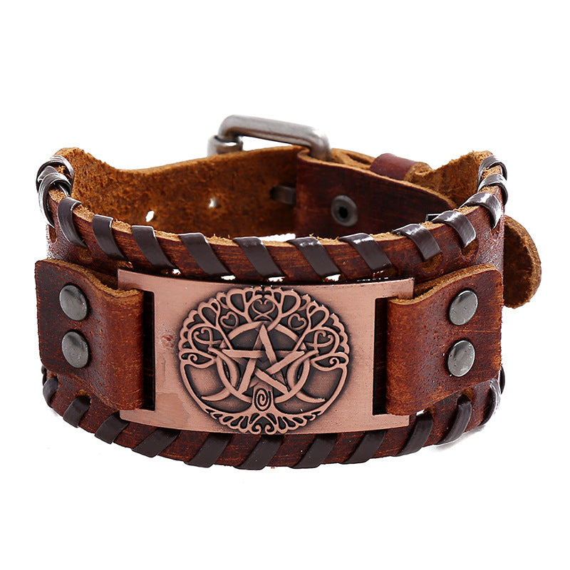 Men's Vintage Weave Cattle Leather Punk Bracelets