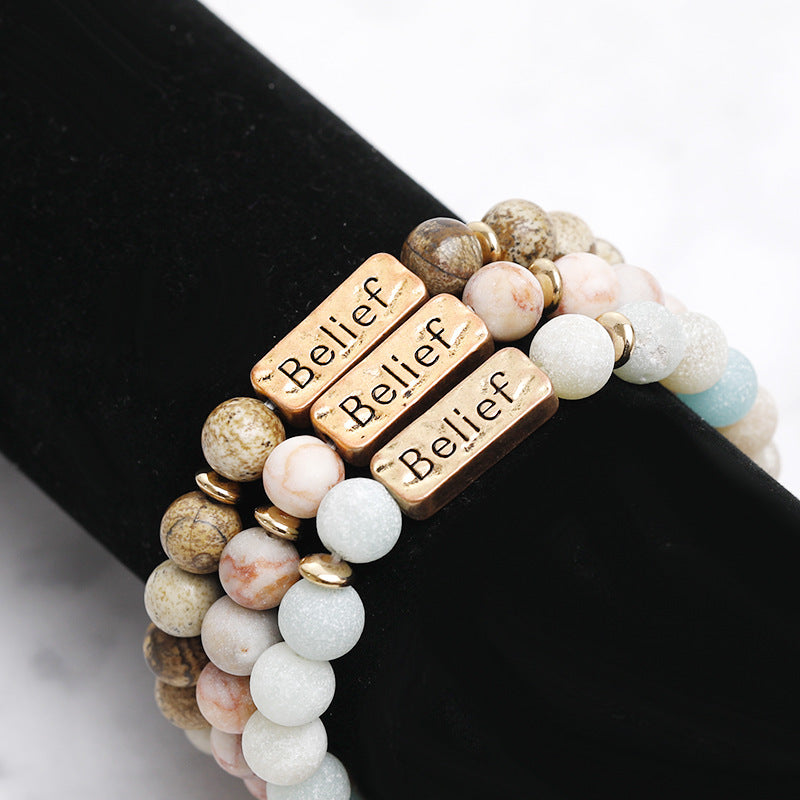 Creative Lettering Natural Stone Wild Faith Bracelets