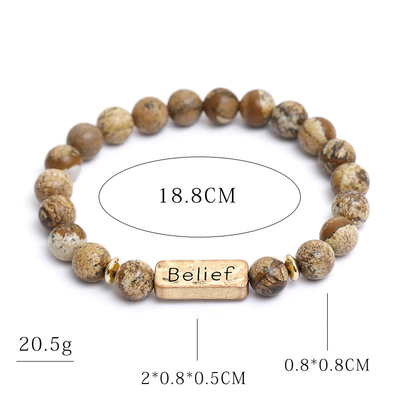 Creative Lettering Natural Stone Wild Faith Bracelets
