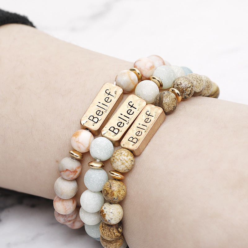 Creative Lettering Natural Stone Wild Faith Bracelets