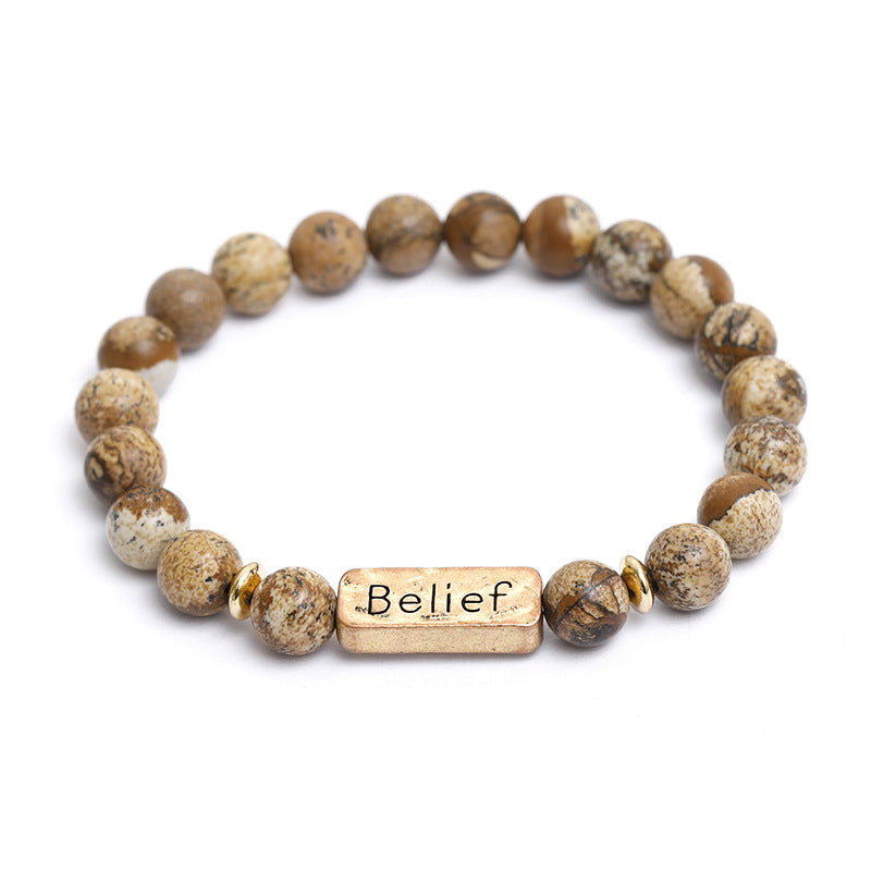 Creative Lettering Natural Stone Wild Faith Bracelets