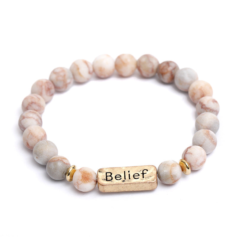 Creative Lettering Natural Stone Wild Faith Bracelets
