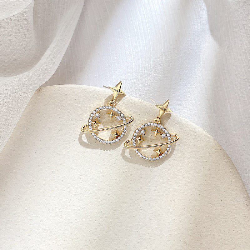 Sky Craft Full-jeweled Light Luxury Simple Personality Earrings