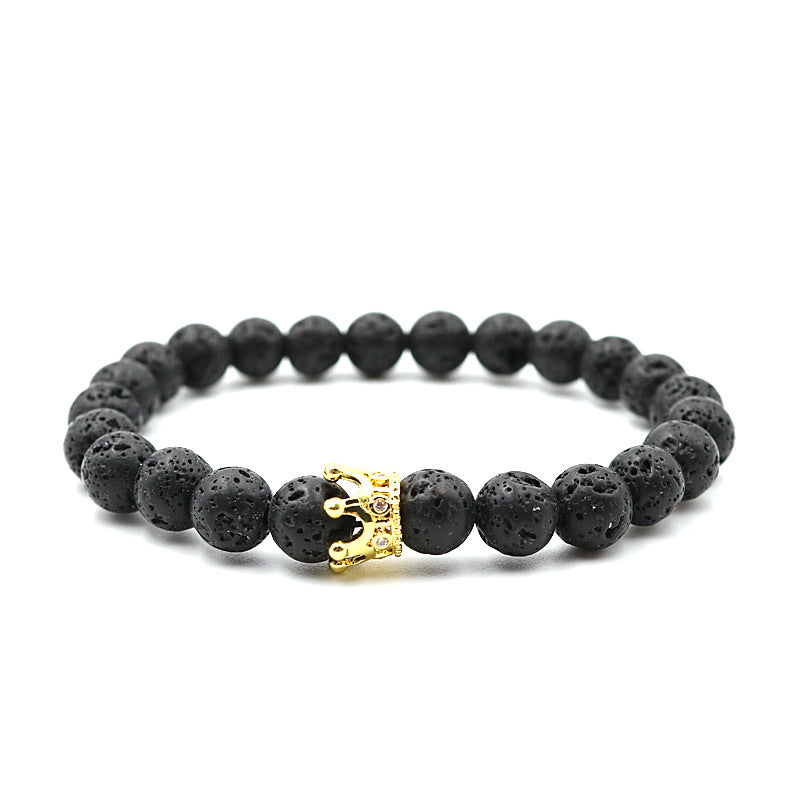Natural Volcanic Rock Crown Fashion Creative Bracelets