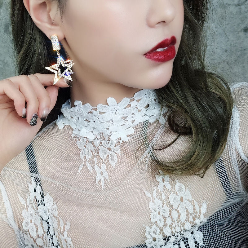 High Profile Rhinestone Eardrops Personalized Show Earrings
