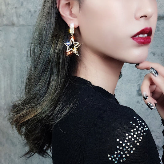 High Profile Rhinestone Eardrops Personalized Show Earrings