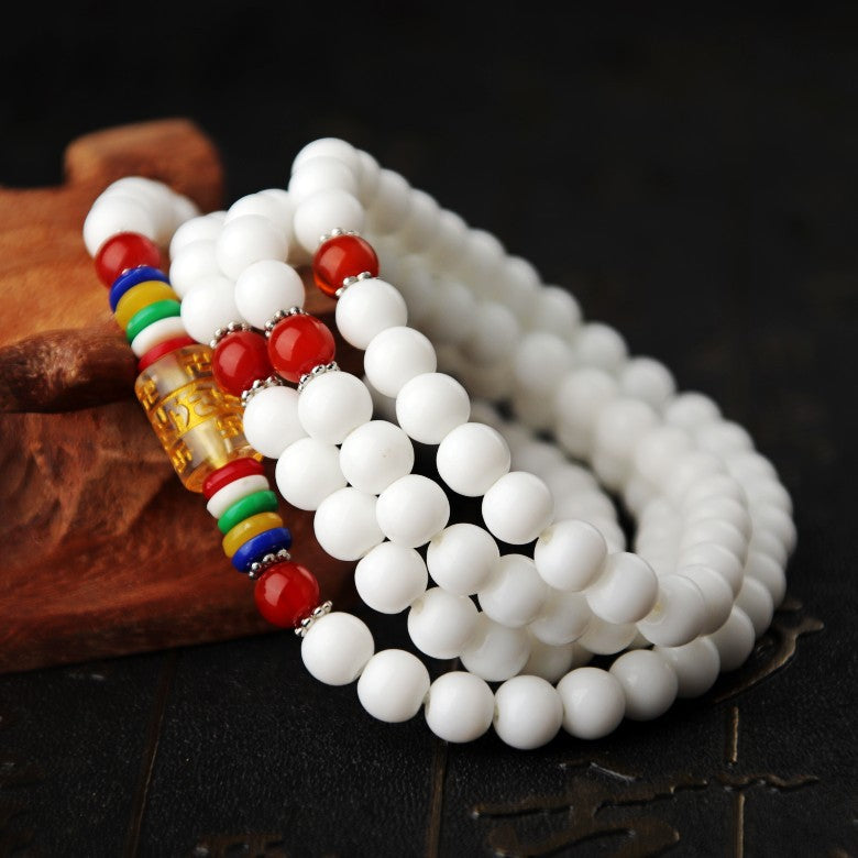 Six Words Mantra Four Imitation Garnet Obsidian Agate Bracelets