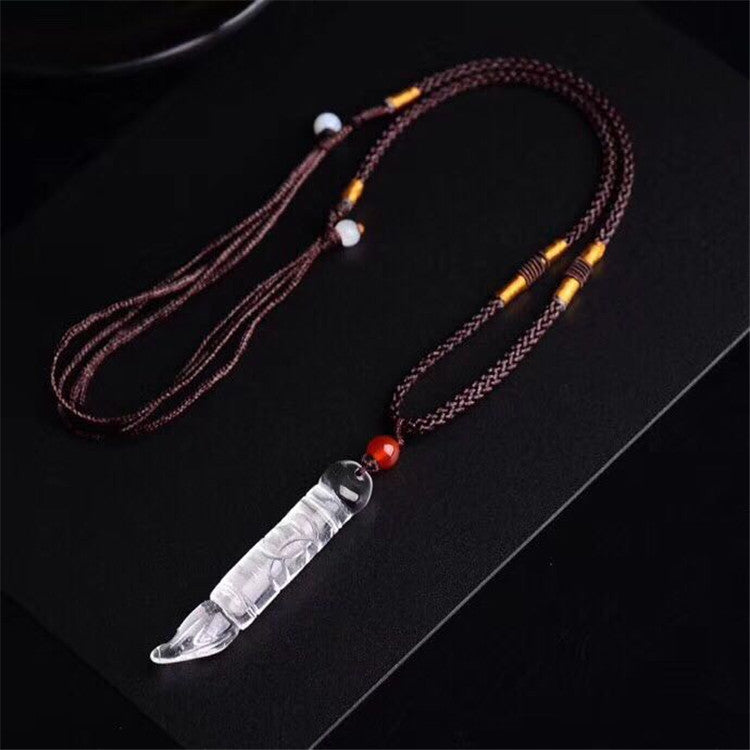 White Crystal Pen Sculpture Writing Brush Pendants