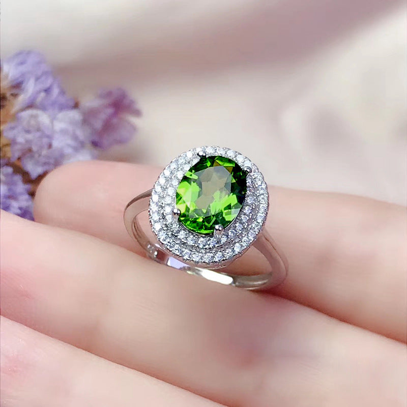 Inlaid Zircon Elegant Emerald Simulation Green Rings
