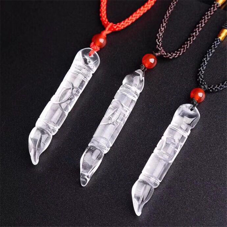 White Crystal Pen Sculpture Writing Brush Pendants