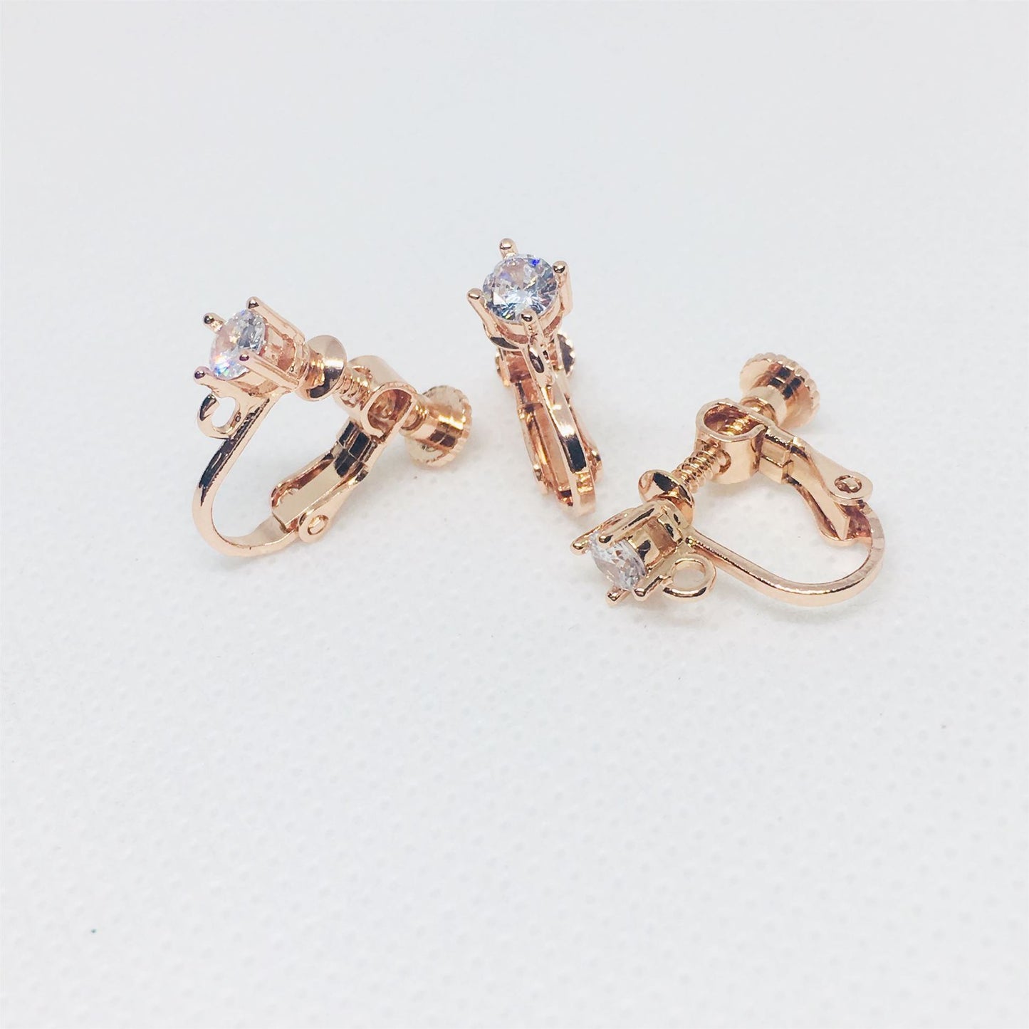 Screw Rhinestone Zircon Gold Plated Color Earrings