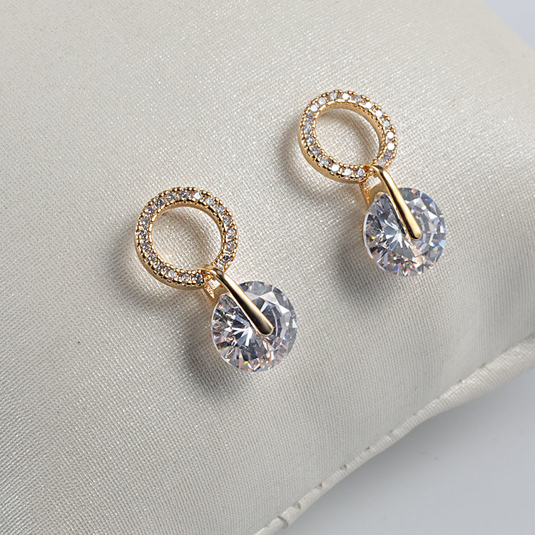 Women's Sier Pin Trendy Super Beautiful Inlaid Zircon Earrings