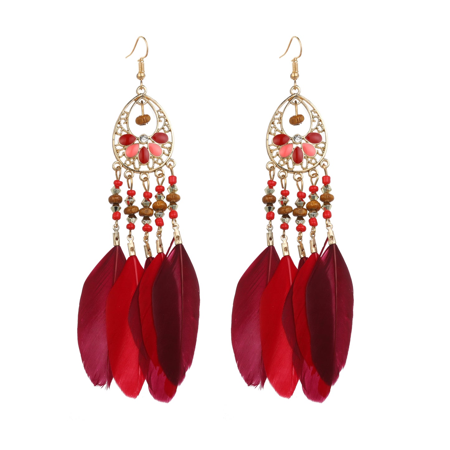 Eardrops Water Drop Feather Jewelry Retro Ethnic Style Earrings