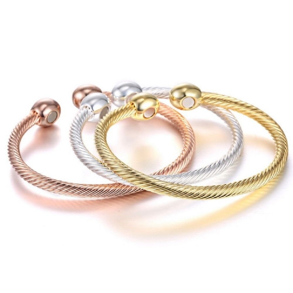 Women's Head Open Rose Gold Magnetic Twill Bracelets