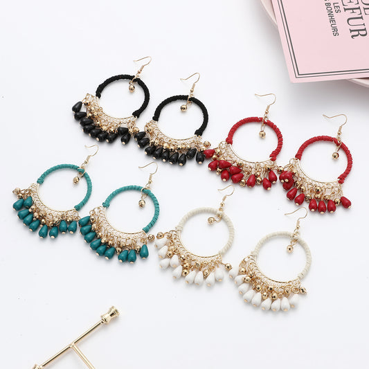 Elegant Hand-woven Bohemian Retro Round Water Earrings
