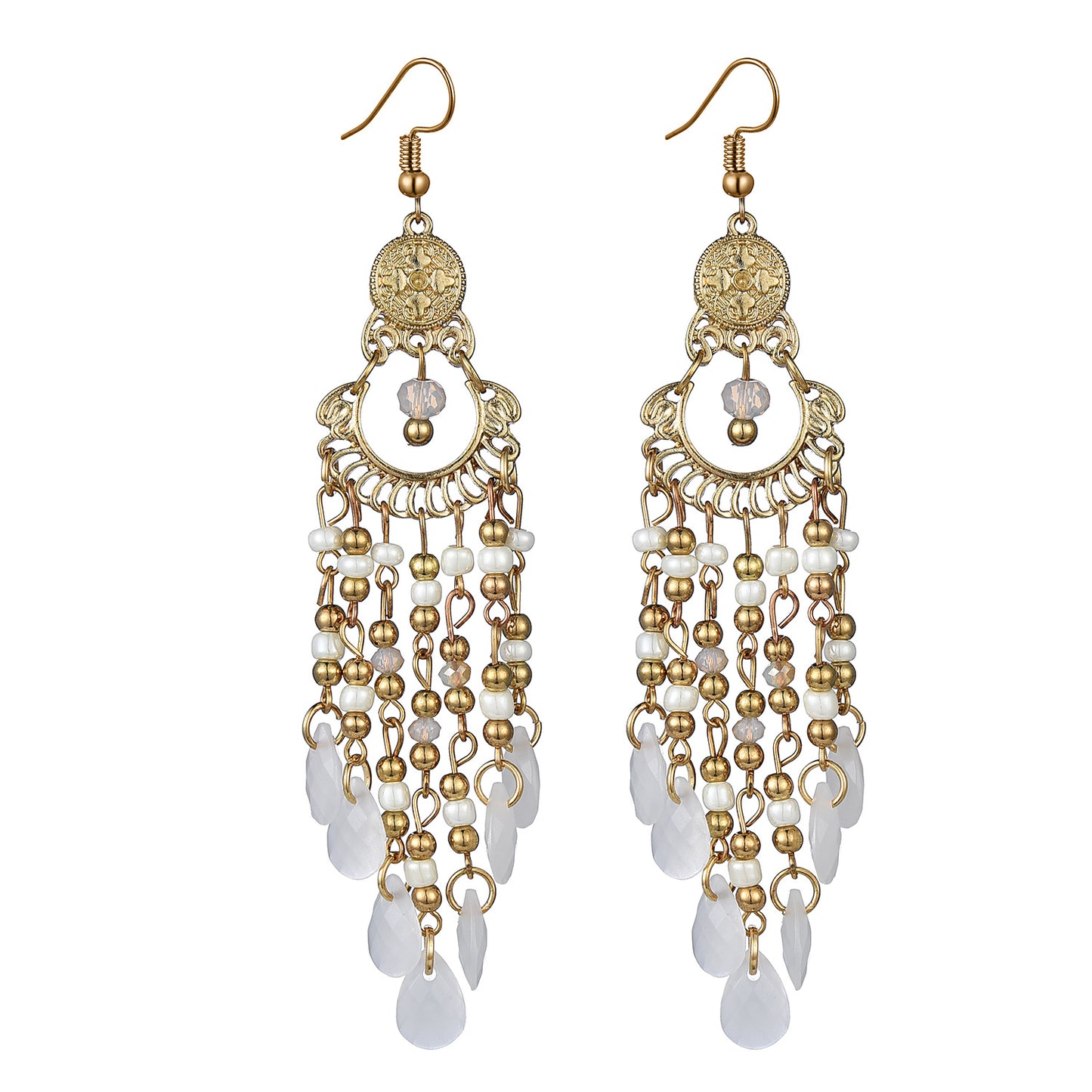 Retro Ethnic Style Long Tassel Bead Bohemian Earrings