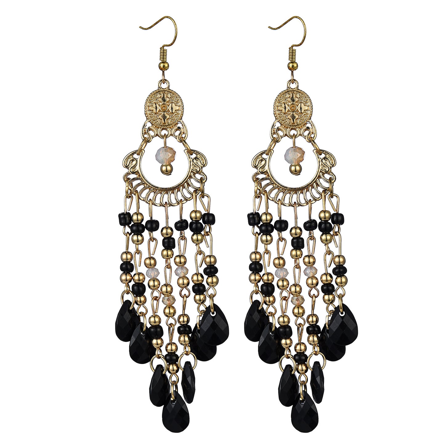 Retro Ethnic Style Long Tassel Bead Bohemian Earrings