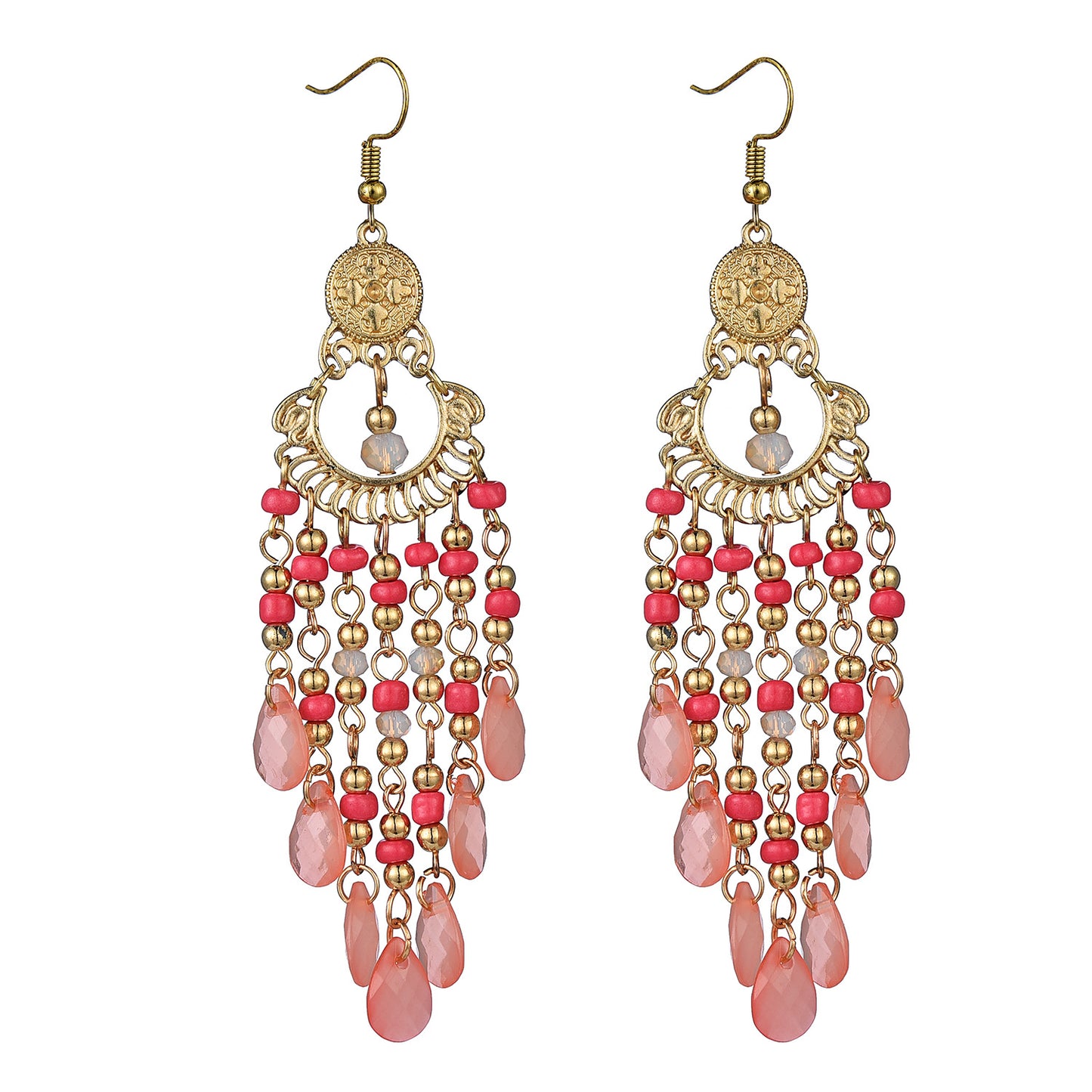 Retro Ethnic Style Long Tassel Bead Bohemian Earrings
