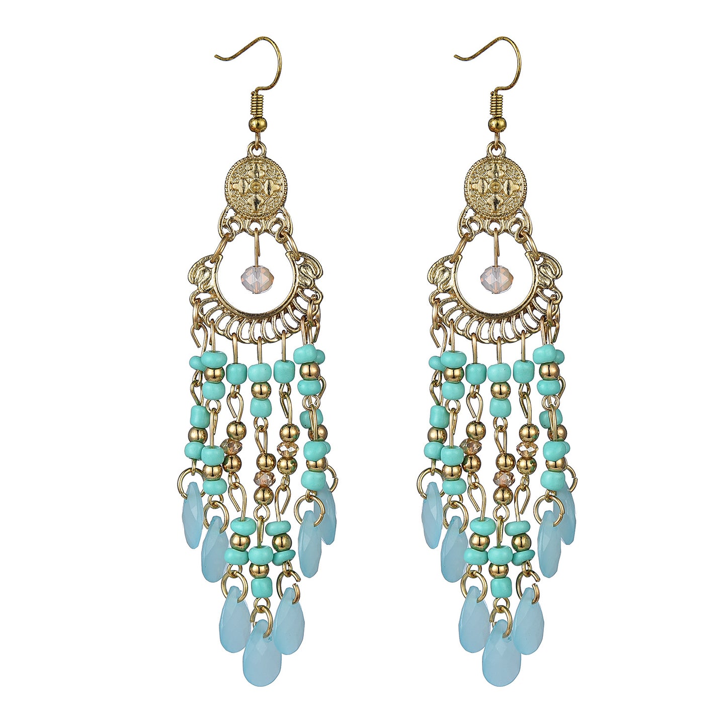 Retro Ethnic Style Long Tassel Bead Bohemian Earrings