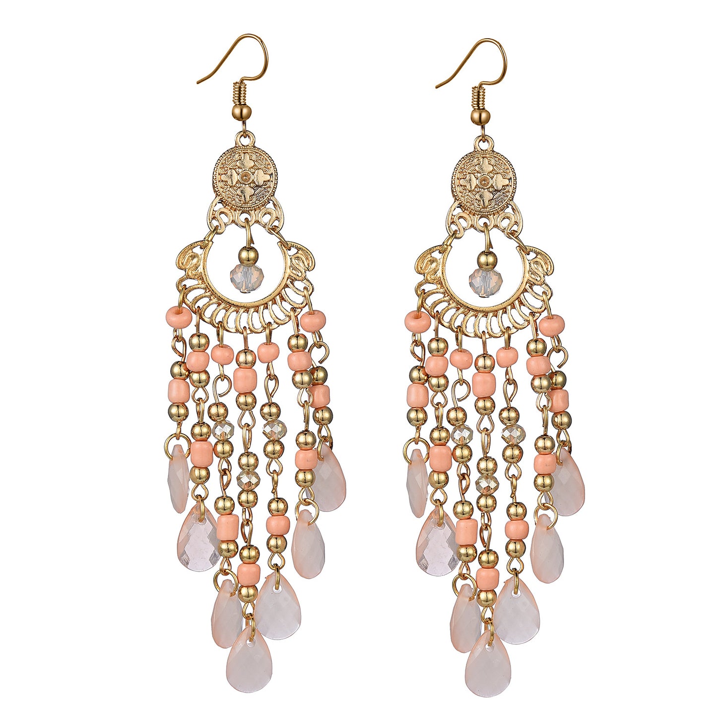 Retro Ethnic Style Long Tassel Bead Bohemian Earrings