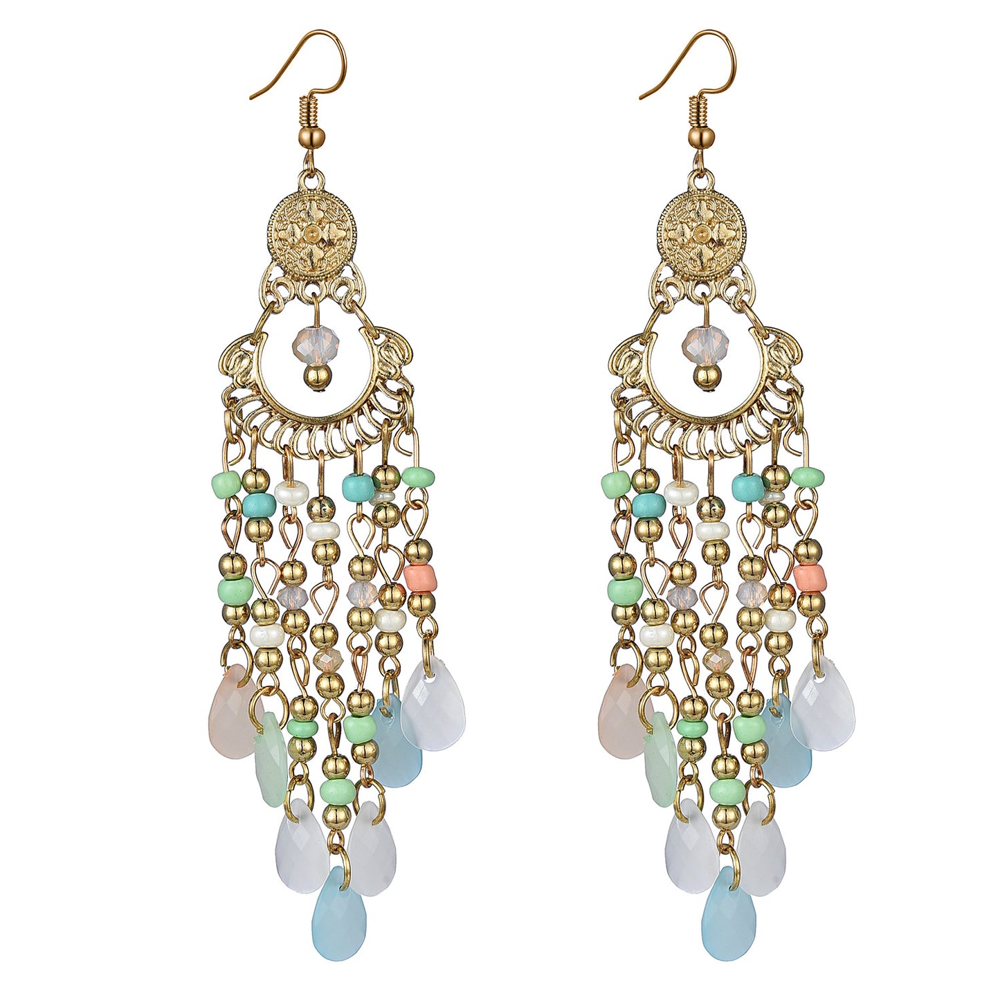 Retro Ethnic Style Long Tassel Bead Bohemian Earrings