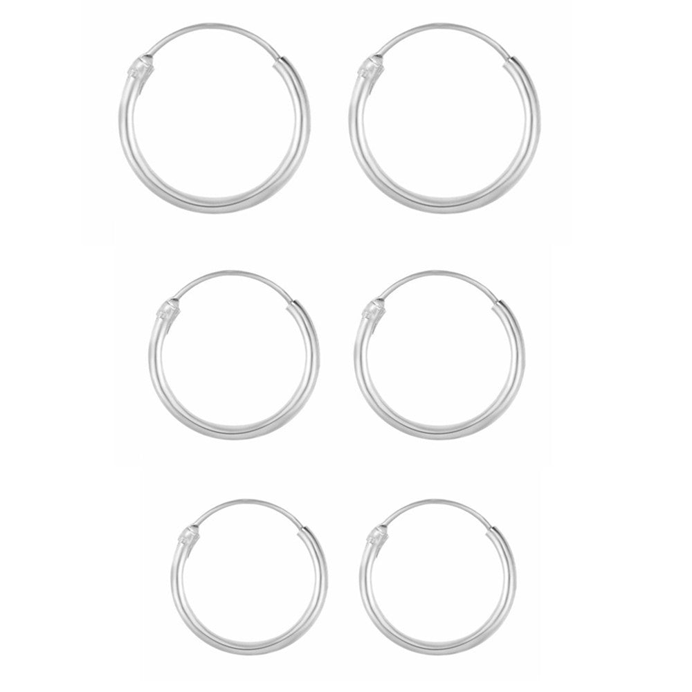 Three Pairs Of Punk Circle Delicate Earrings