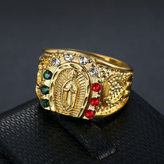 Men's Hop Titanium Steel Gold-plated Inlaid Colorful Rings