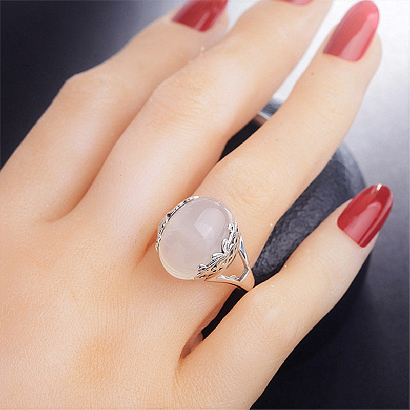 Chalcedony Big Gem Red Garnet Yellow Rings