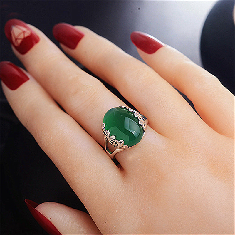 Chalcedony Big Gem Red Garnet Yellow Rings