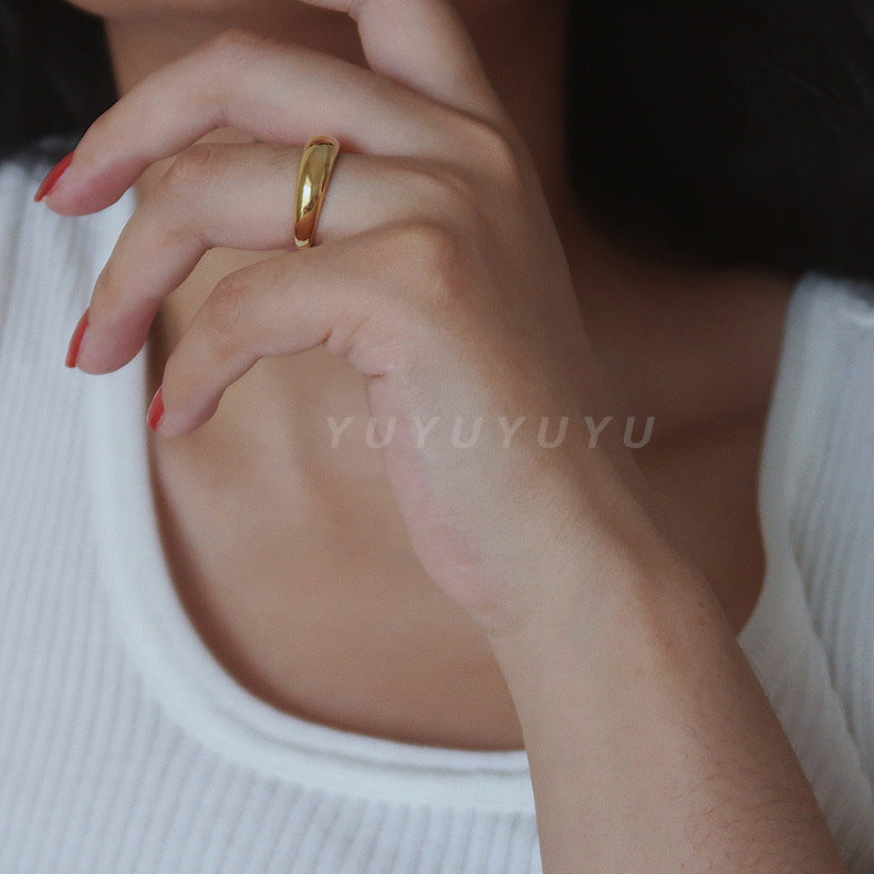 Female Titanium Steel Gold Plated Creative Rings