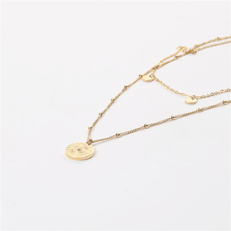 Awn Round Small Diamond Clavicle Chain Necklaces