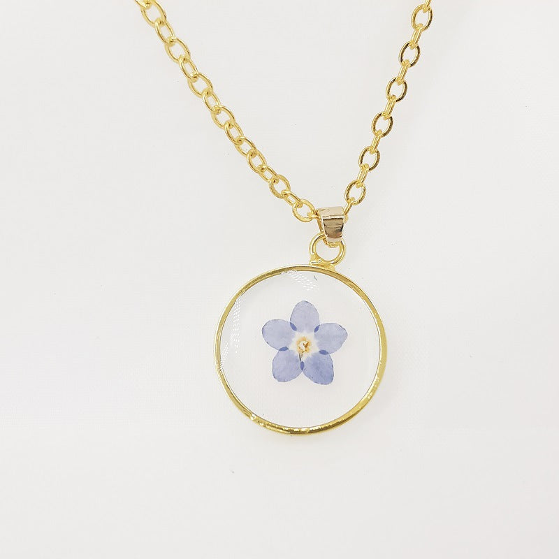 Handmade Epoxy Dried Flowers Natural Real Flower Specimen Necklaces