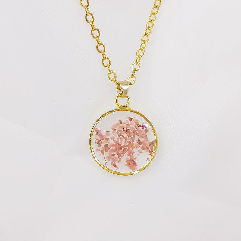 Handmade Epoxy Dried Flowers Natural Real Flower Specimen Necklaces
