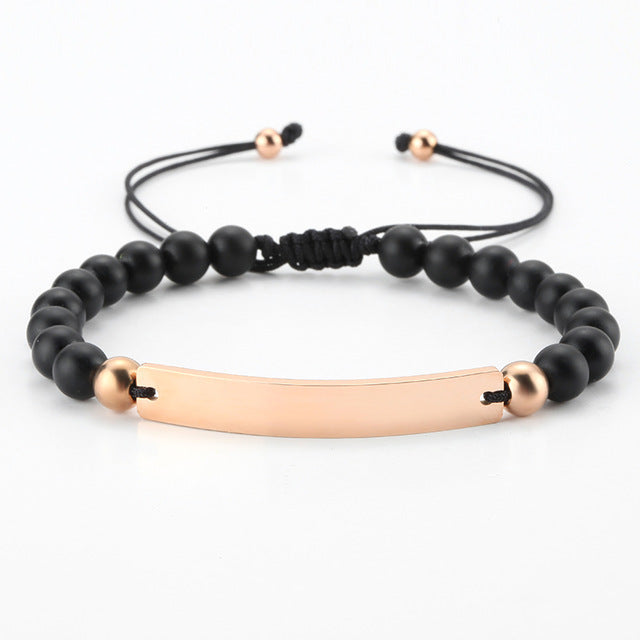 Men's Stainless Steel Accessories Beaded Laser Letter Bracelets