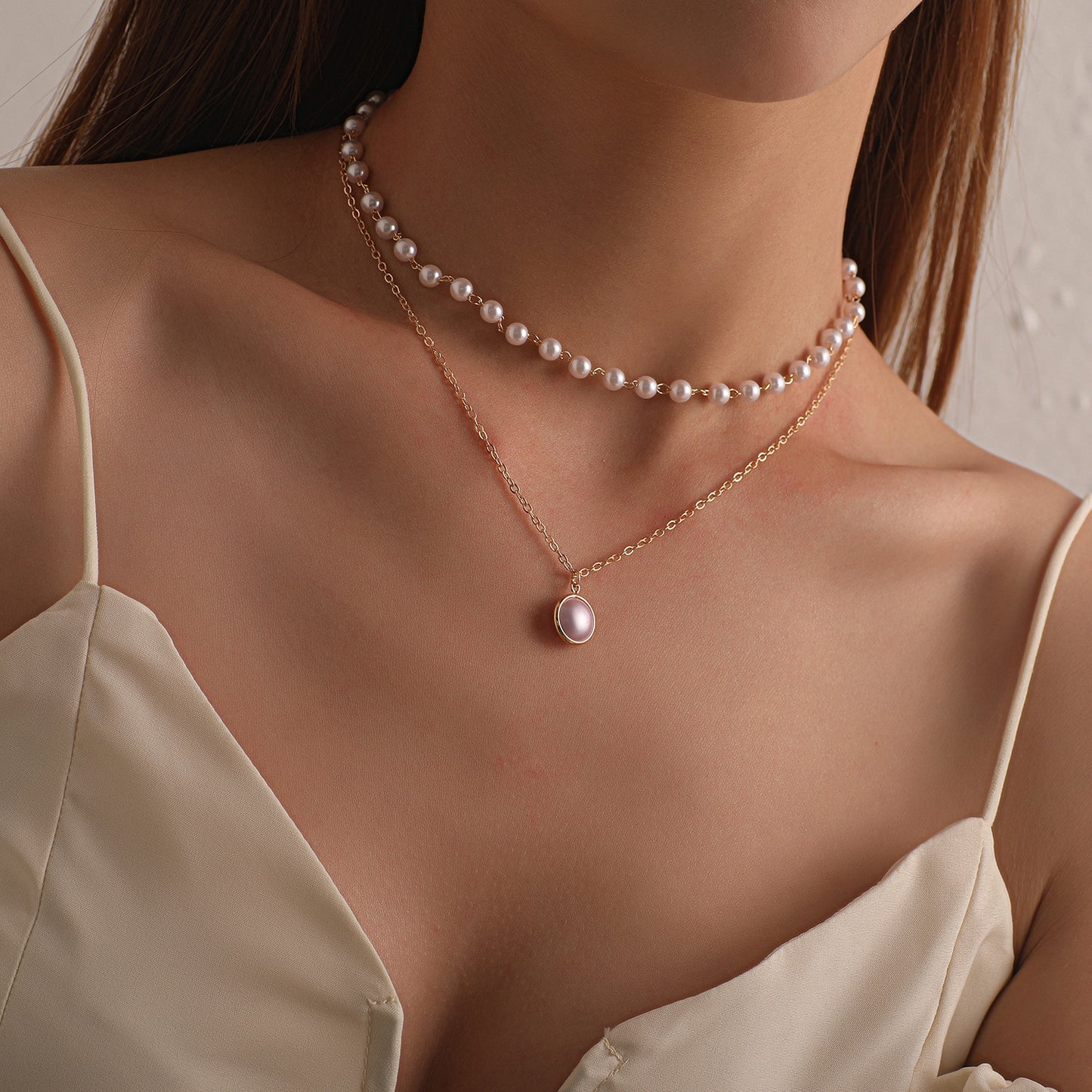 Ornament Fashion Lock Pearl Female Temperamental Necklaces