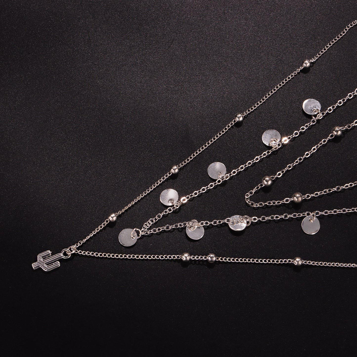 Women's Ornament Alloy Wafer Cactus Simple Round Necklaces