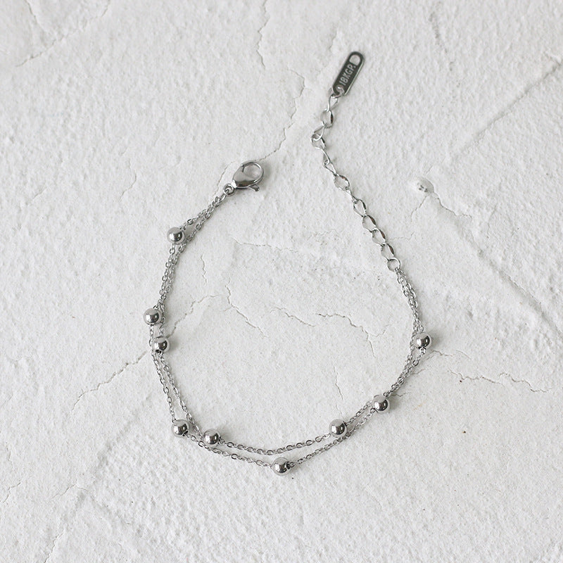 Women's Small Golden Balls Titanium Steel Gold Plated Color Bracelets