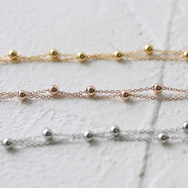 Women's Small Golden Balls Titanium Steel Gold Plated Color Bracelets