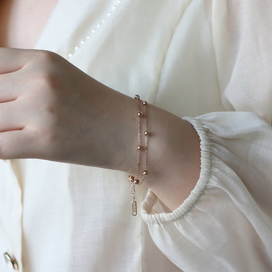 Women's Small Golden Balls Titanium Steel Gold Plated Color Bracelets