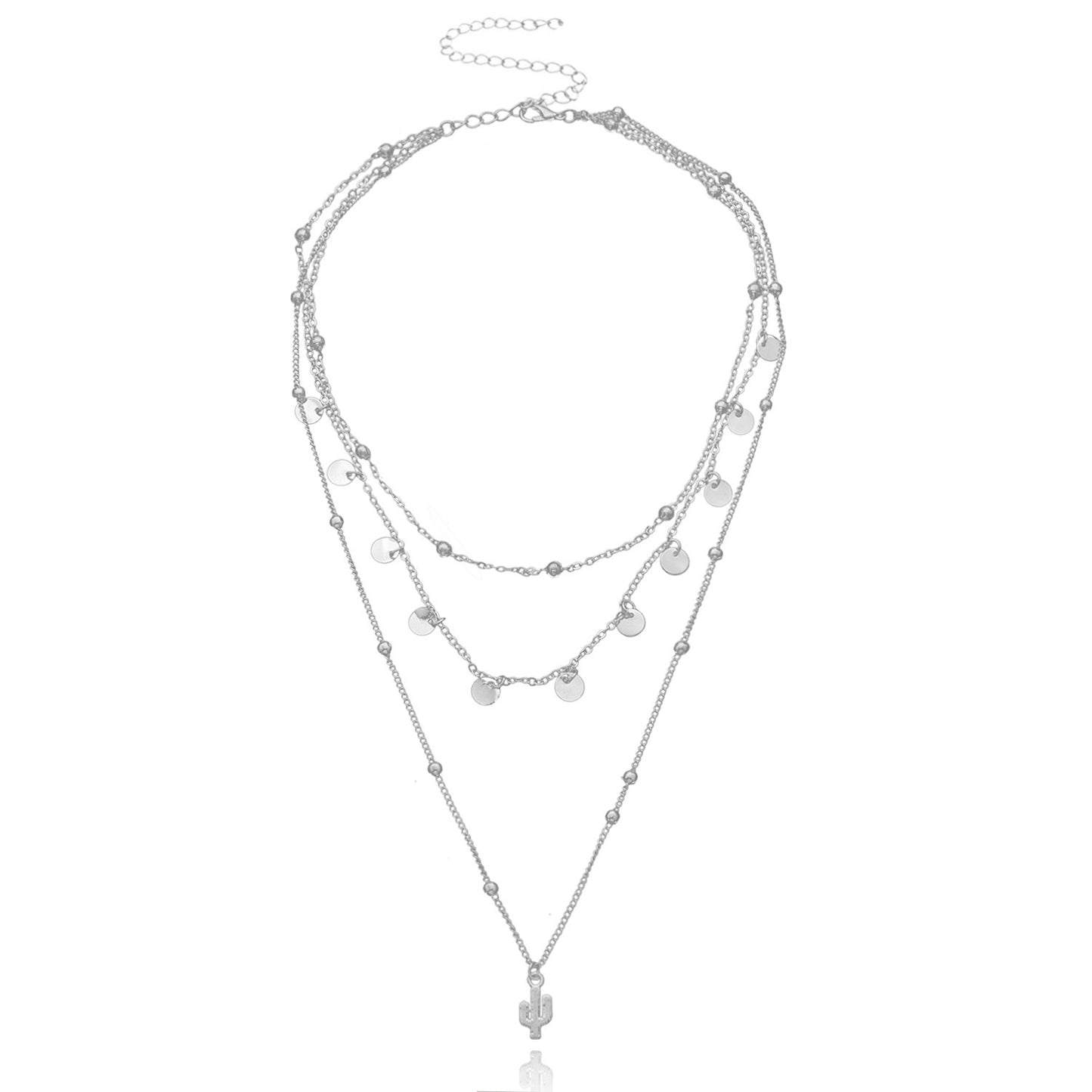 Women's Ornament Alloy Wafer Cactus Simple Round Necklaces