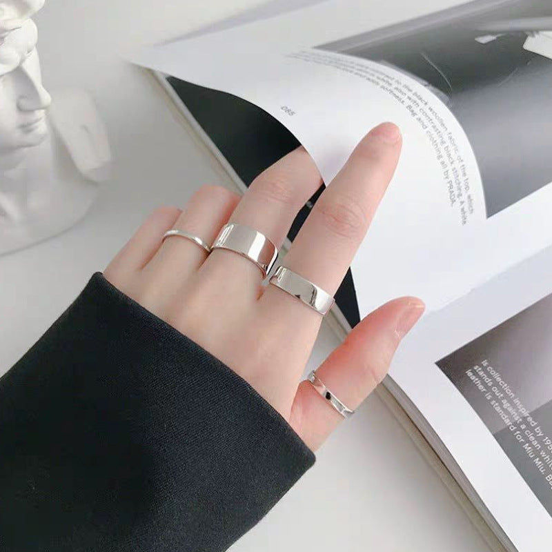 Korean Style Titanium Steel Simple Ornament Light Rings