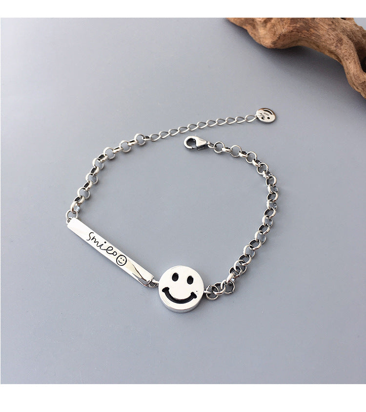 Sier High-grade Smiley Female Design Simple Cold Bracelets