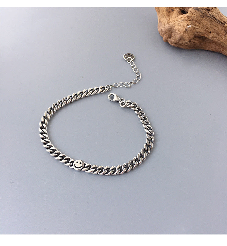 Sier High-grade Smiley Female Design Simple Cold Bracelets