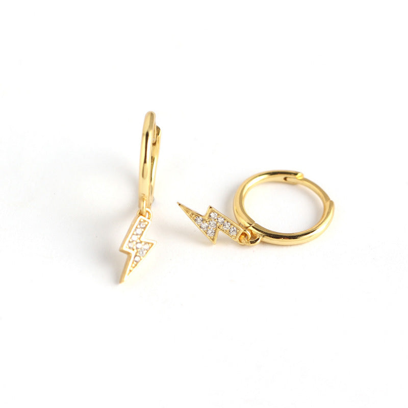 Best-selling Sterling Sier Geometric Lightning Diamond Earrings